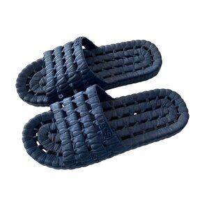 Tecs Womens Size 38 7 7.5 Navy Blue Slip On Slide Sandals Shoes Plastic Relaxed